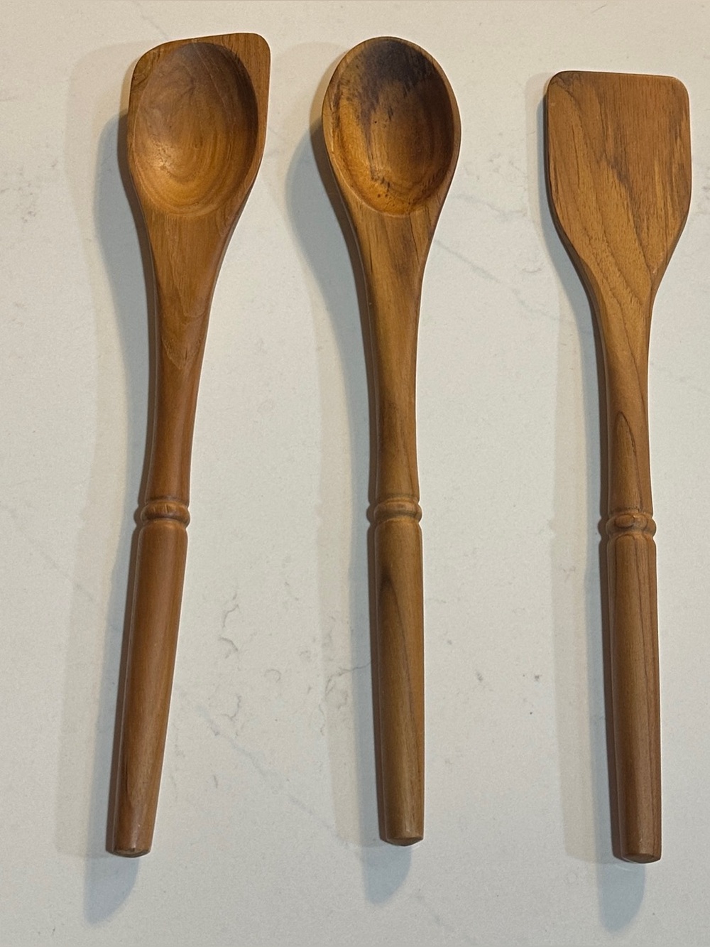 Pampered Chef Teak Tool Set Wooden Spoon Spatula Corner Spoon Durable New